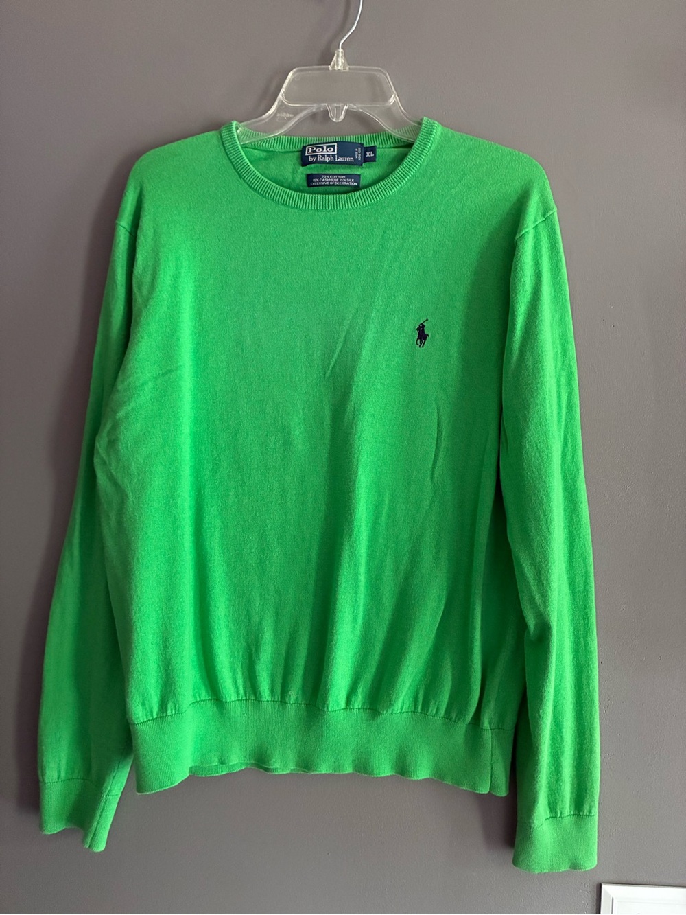Ralph Lauren Men's Cotton  Cashmere Silk blend Kelly Green Crewneck Sweater
